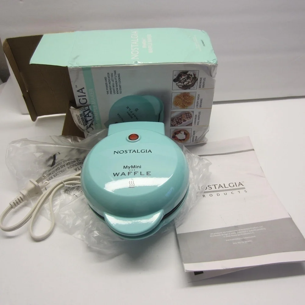 Nostalgia MyMini Personal Electric Waffle‎ Maker, MWF5TL  Teal Blue
